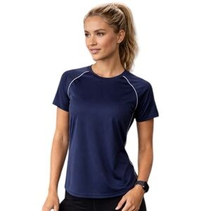 ALO Yoga CoolFit Shirt Women’s XL Blue Short Sleeve Activewear Athletic Top
V